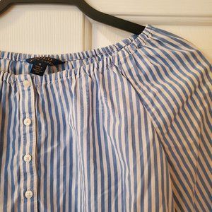 Kids Polo Ralph Lauren Blue and White Striped Scalloped Hem Blouse Top size 10